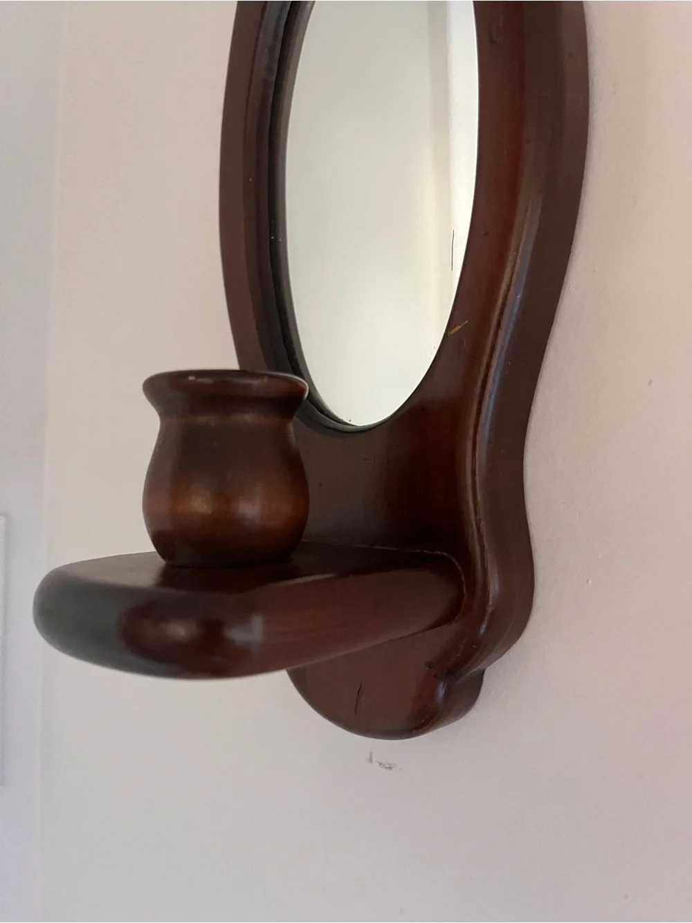 Wood wall sconce with mirror